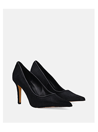 Czarne szpilki damskie z naturalnej skóry z włosiem