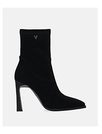 Czarne botki zamszowe na wysokiej szpilce