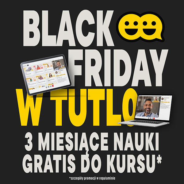 Tutlo - Black Friday w Tutlo - 3 miesiące nauki Gratis do kursu - Sprawdź