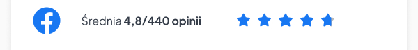 Średnia 4,8/437 opinii - Facebook